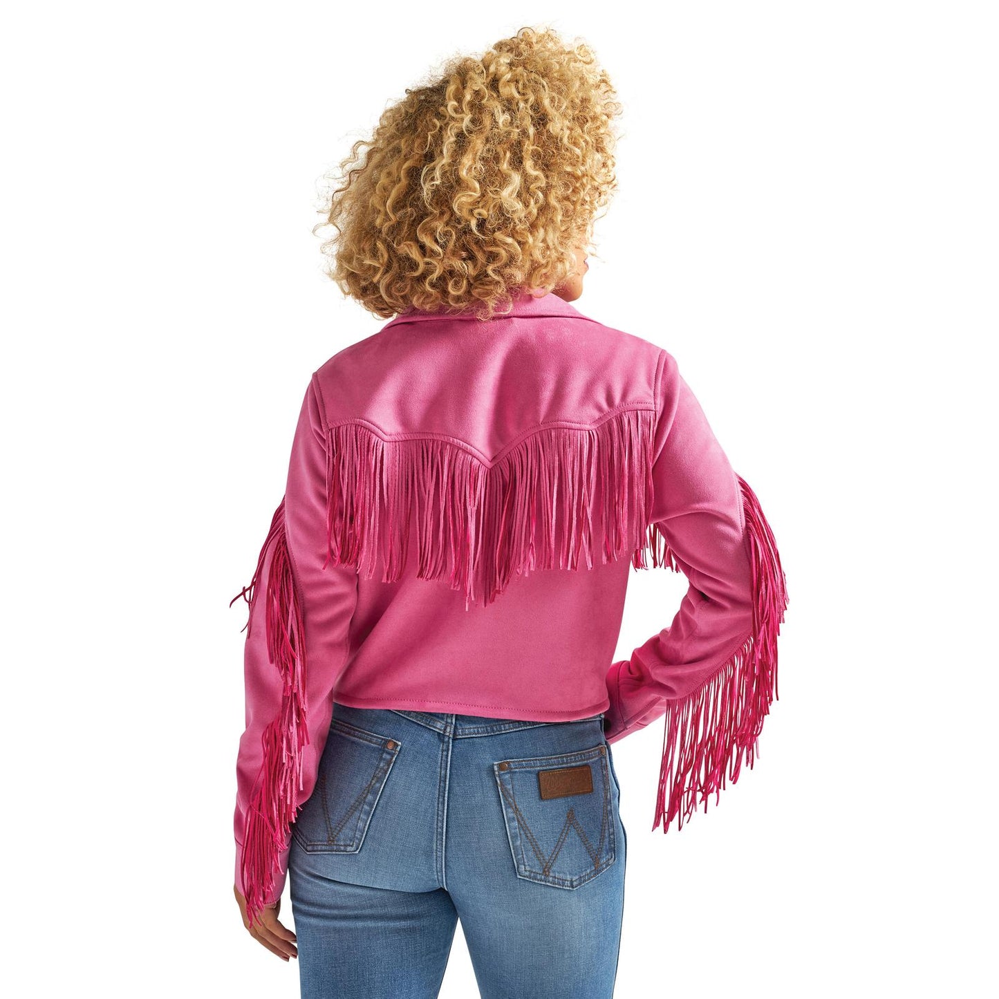 Wrangler Retro Party Crop Fringe Jacket- Hot Pink