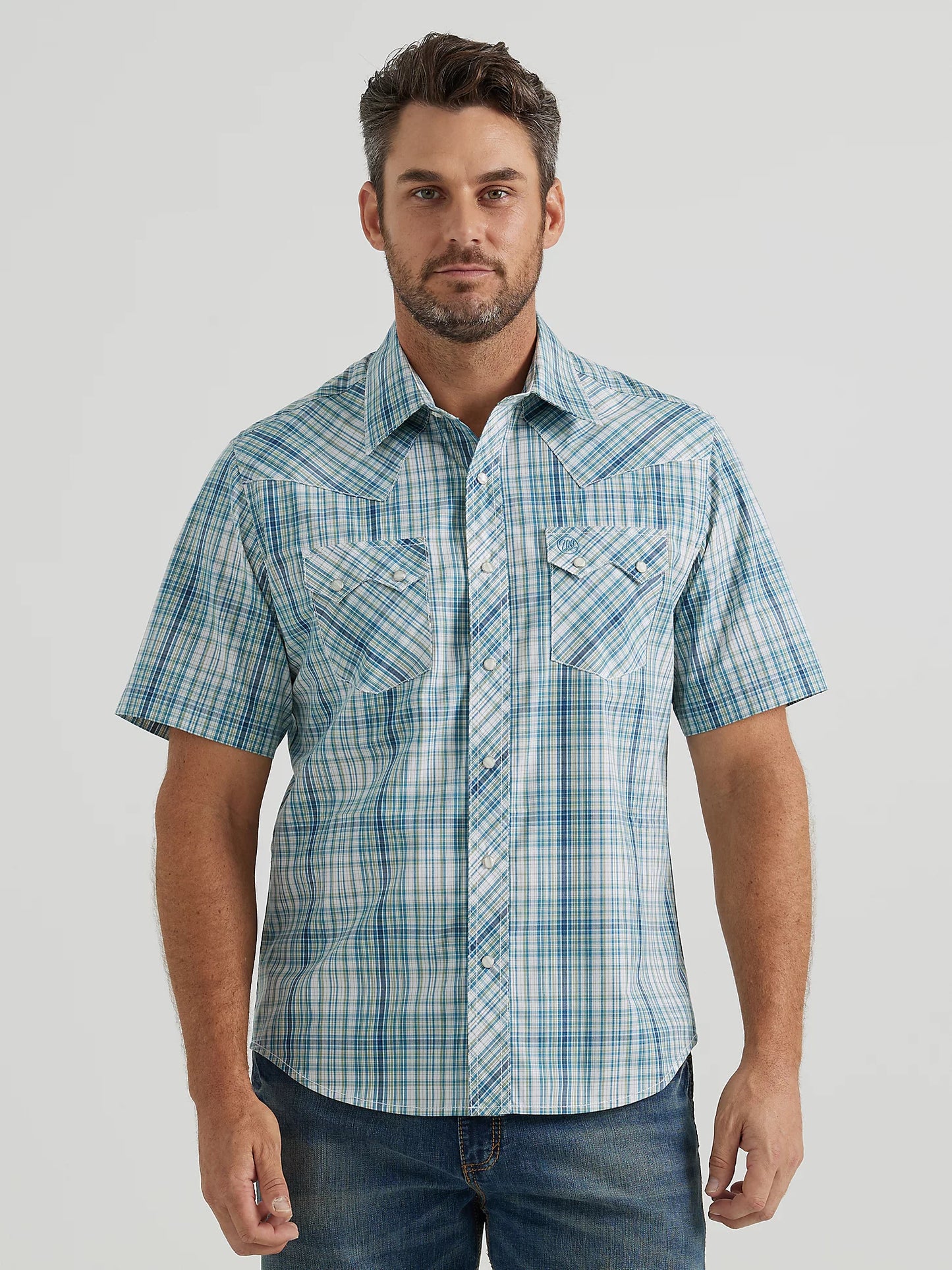 Wrangler Retro- Short Sleeve- Modern Fit- Aqua/Green