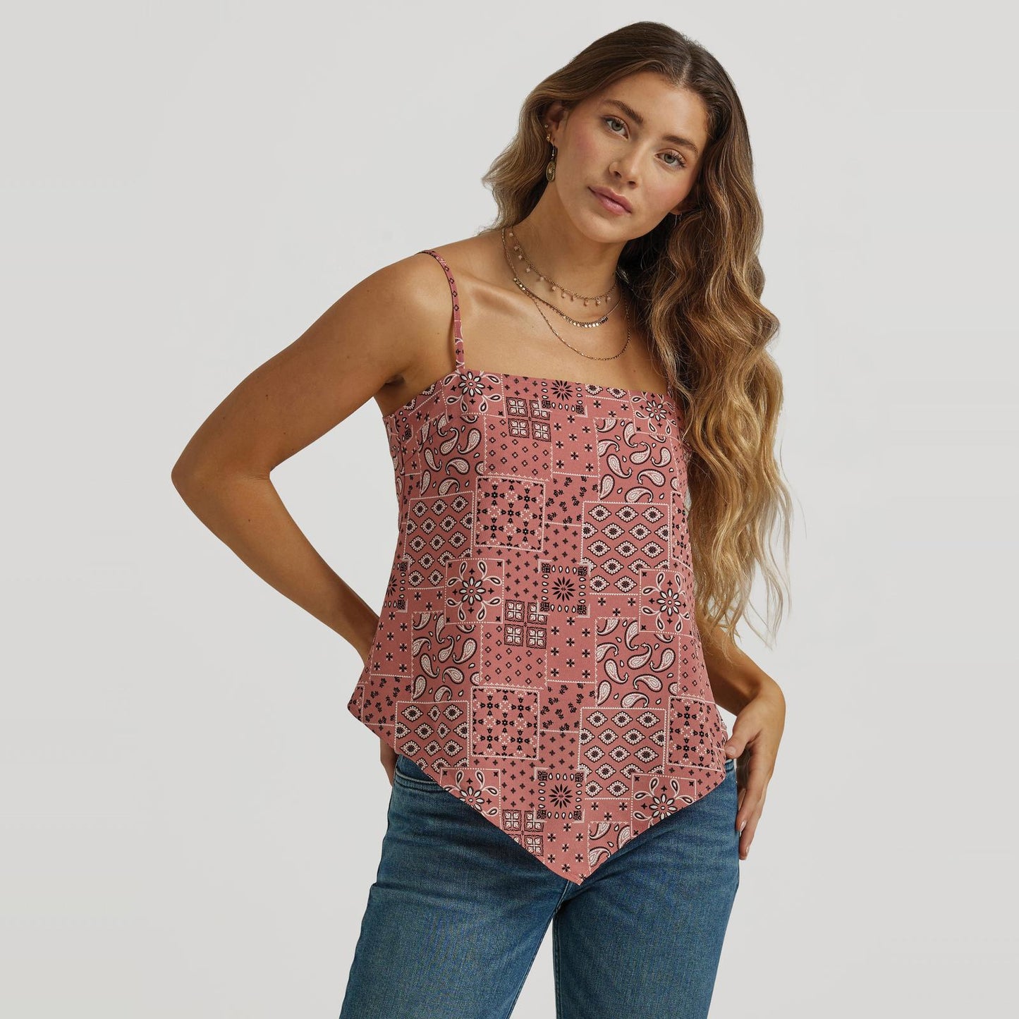 Wrangler Retro Punchy Top - Paisley - Burgandy