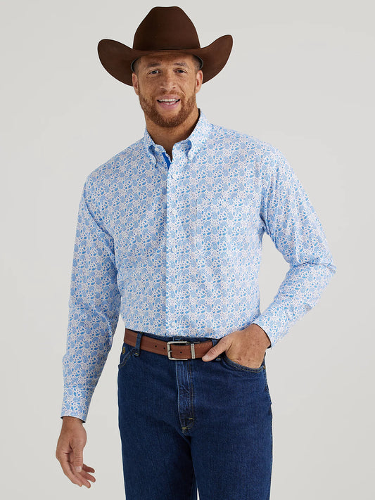 Wrangler® George Strait Collection Long Sleeve Shirt - Mens - Blue