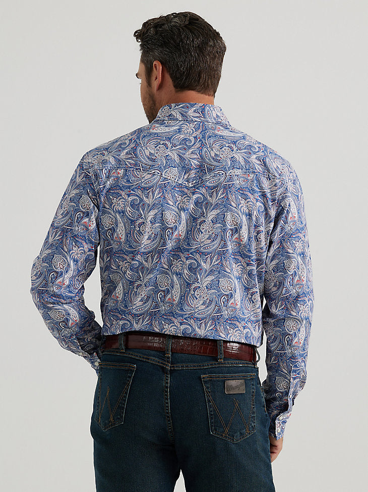 Men's 20X® Competition Advanced Comfort Long Sleeve Two Pocket Western Snap Shirt - DAMASK BLUE