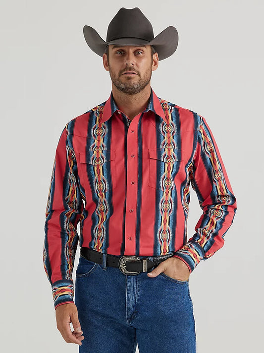 Men's CHECOTAH® Long Sleeve Western Snap Shirt - Red Flame