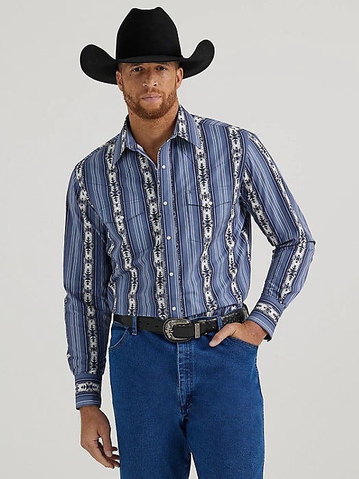 Men's CHECOTAH® Long Sleeve Western Snap Shirt - RIVER NAVY