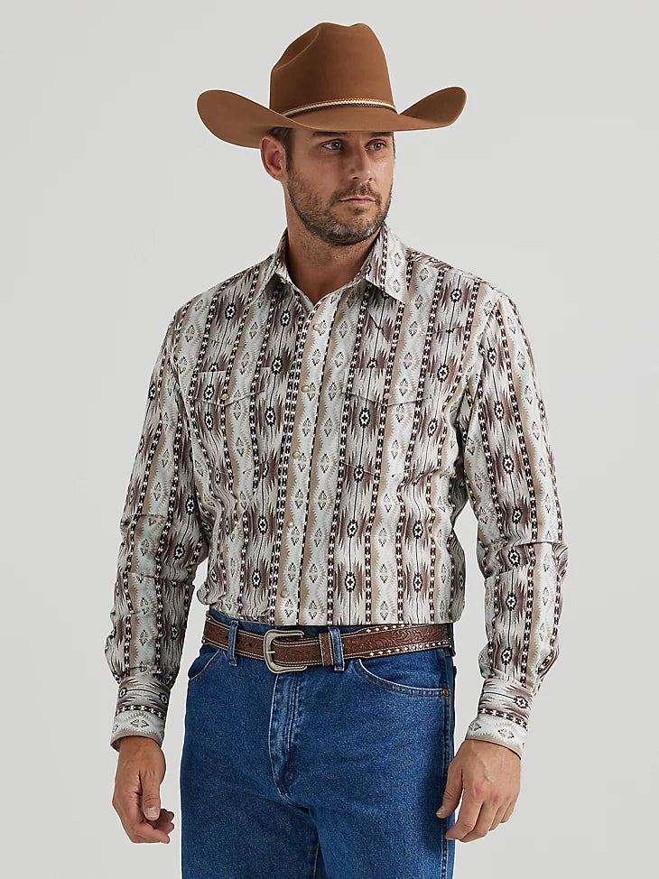 Men's CHECOTAH® Long Sleeve Western Snap Shirt - Pale Sand