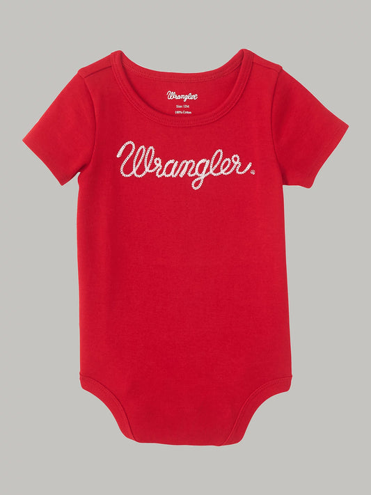 BABY GIRL'S ROPE LOGO BODYSUIT IN RED