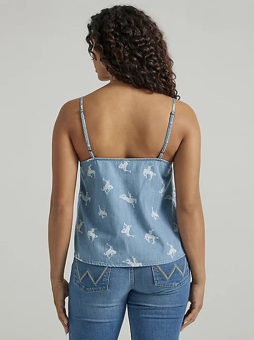 WOMEN'S WRANGLER Button Front Cami - Cowgirl/Chambray Blue