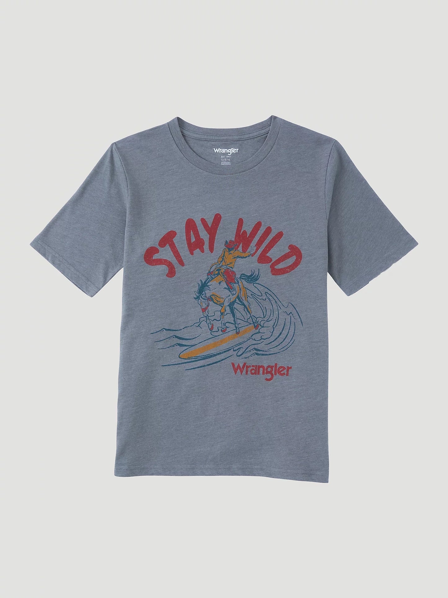 BOY'S WRANGLER STAY WILD GRAPHIC T-SHIRT IN GRAPHITE HEATHER