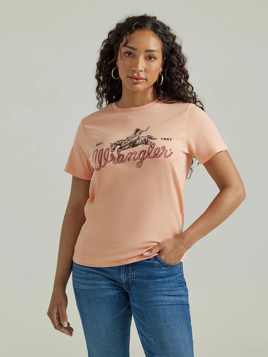 Women's Wrangler Western Graphic Reg Fit Tee in Salmon