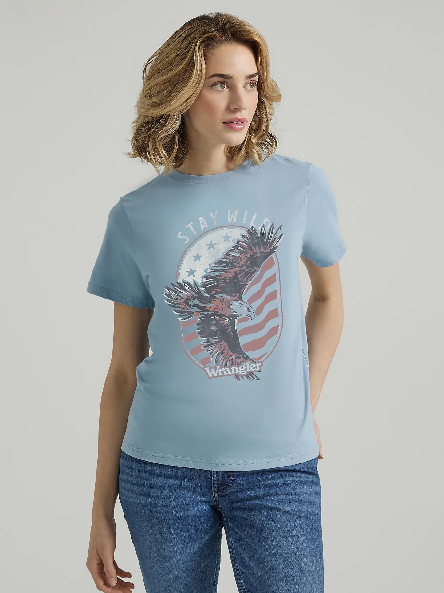 Women's Wrangler Western Graphic Reg Fit Tee in Ashley Blue