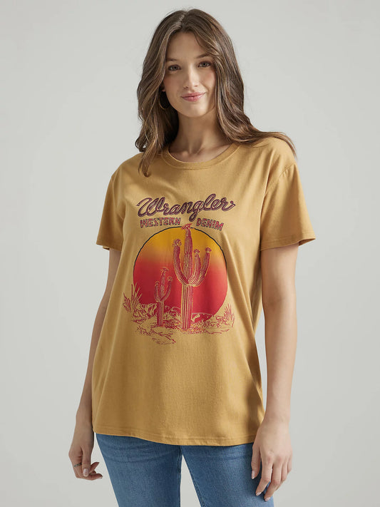 Women's Wrangler Western Graphic Boyfriend Tee in Pale Gold