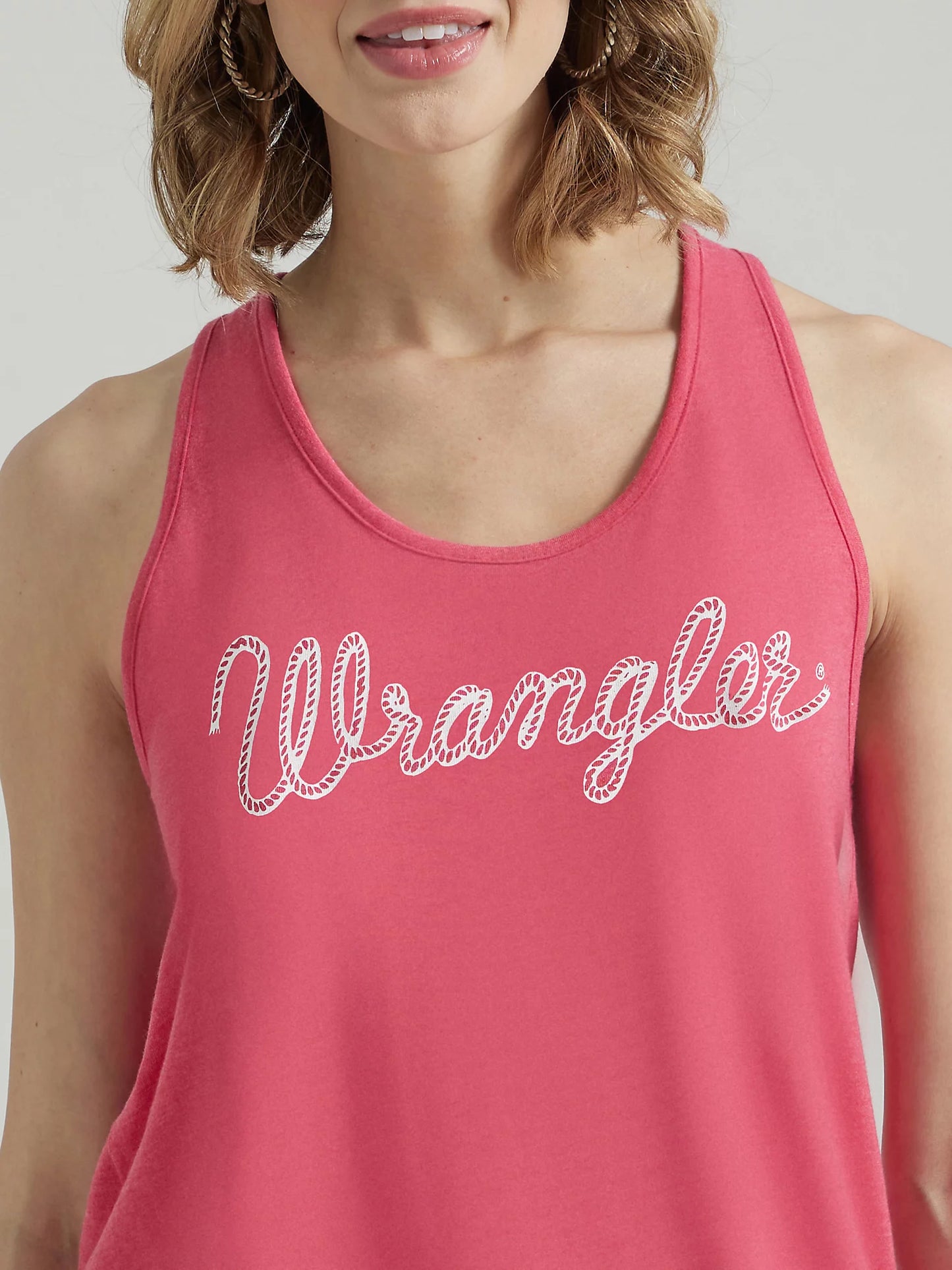 WOMEN'S WRANGLER RETRO ROPE LOGO RACERBACK TANK IN RED HEATHER