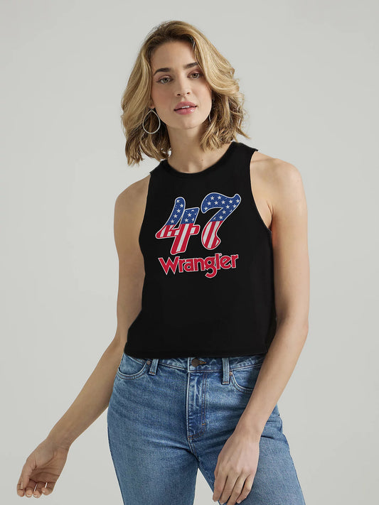 WRANGLER WOMENS CROP TANK- JET BLACK