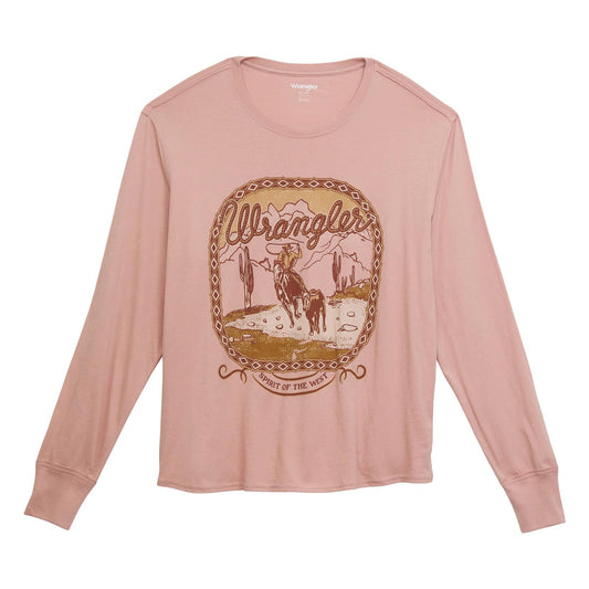 Women's Wrangler Graphic Long Sleeve Relaxed Tee in Misty Rose