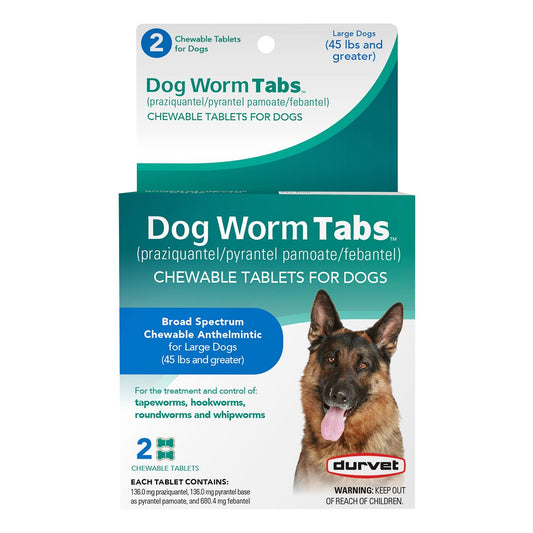 Dog Worm Tabs- Large Dogs- 45+ Lbs