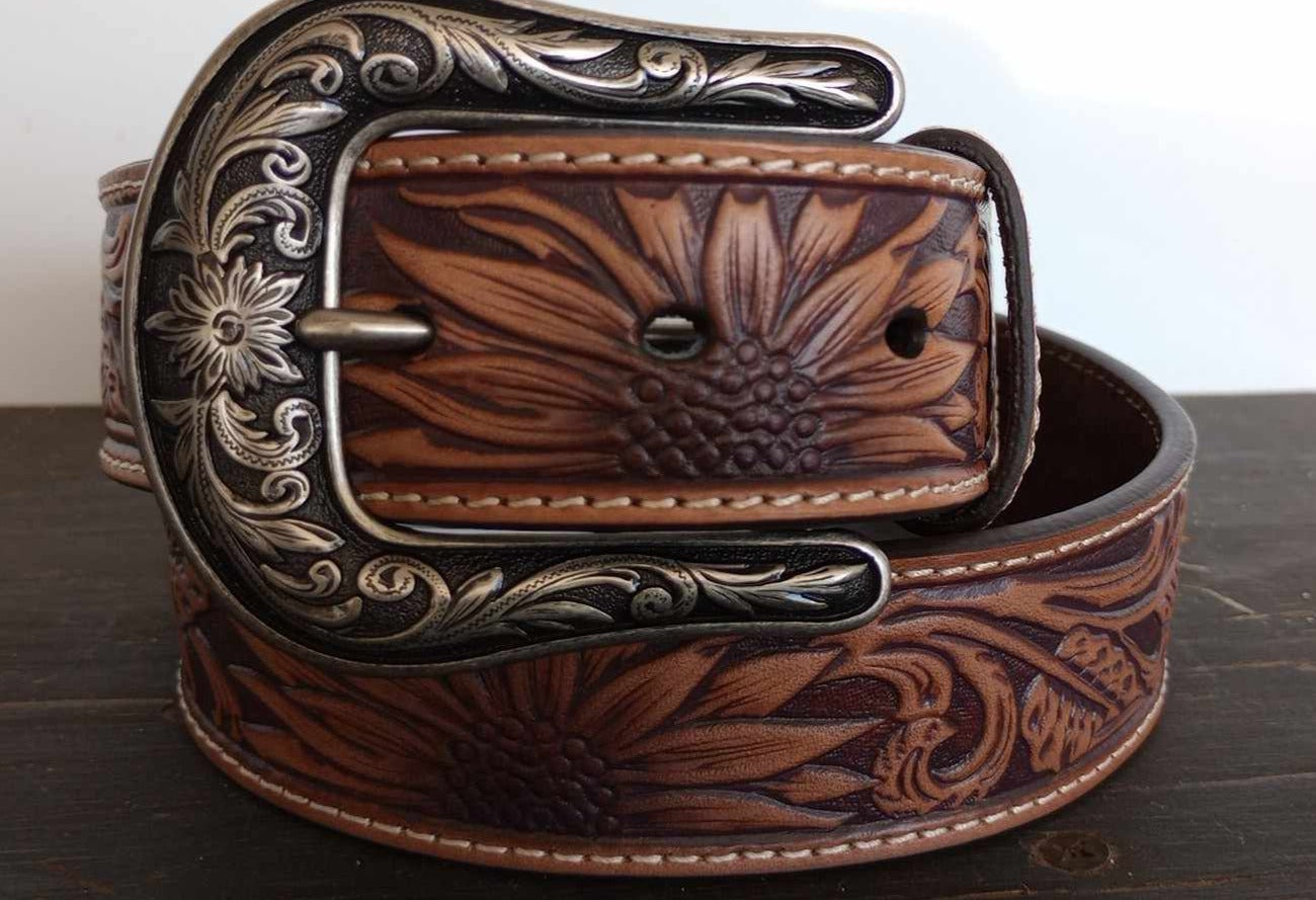 NOCONA 1 1/2" SUNFLOWER EMBROIDERED LADIES BELT