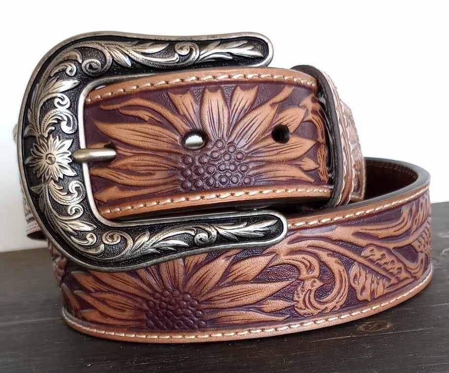 NOCONA 1 1/2" SUNFLOWER EMBROIDERED LADIES BELT