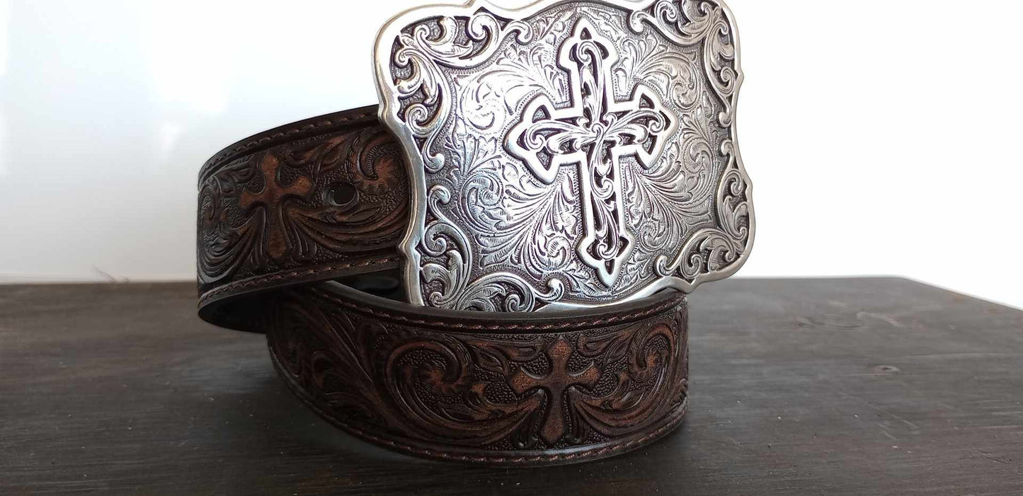 NOCONA LADIES TOOLED CROSS BELT