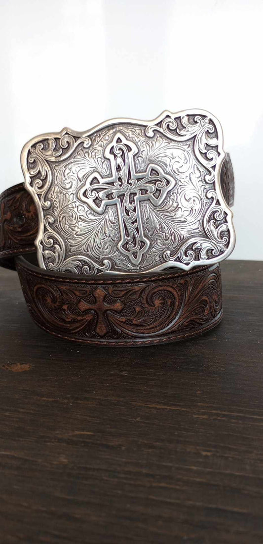 NOCONA LADIES TOOLED CROSS BELT