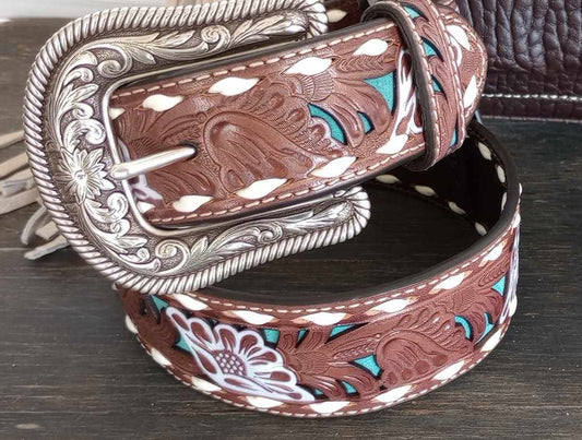 NOCONA LADIES PIERCED FLORAL BELT