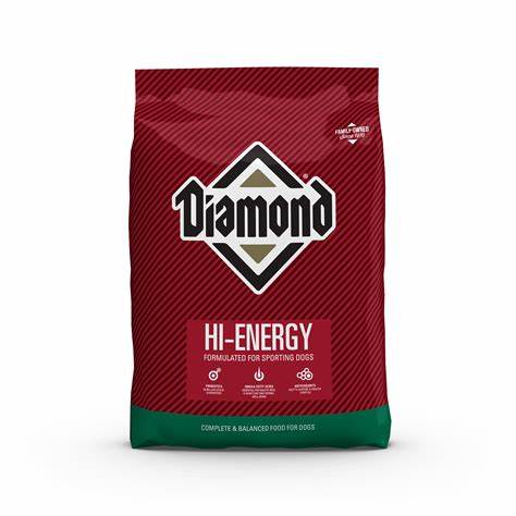 50Lbs maroon bag of Diamond Hi Energy Dog Food Formulated for Sporting Dogs