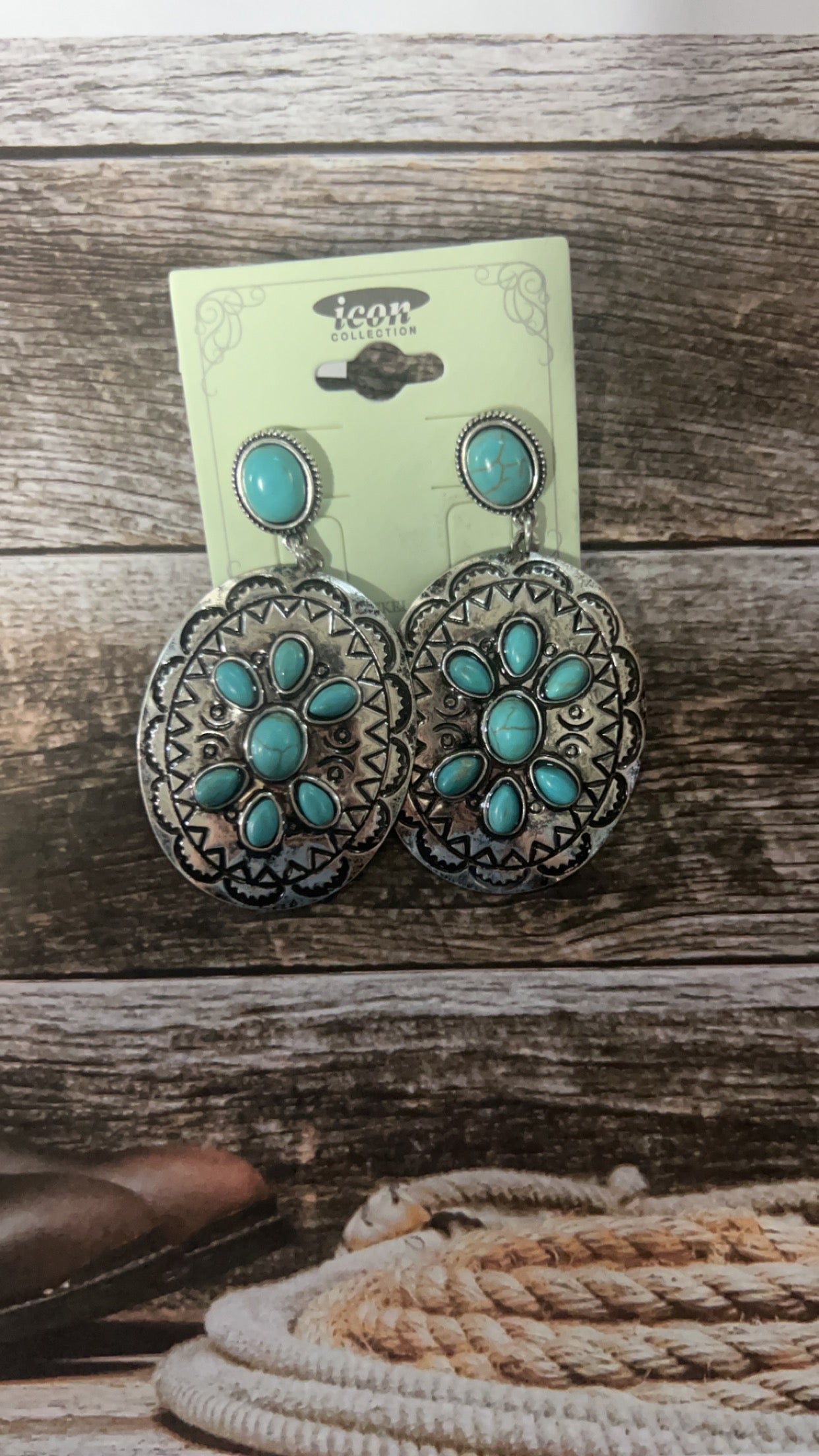 Burnished Silvertone Turquoise