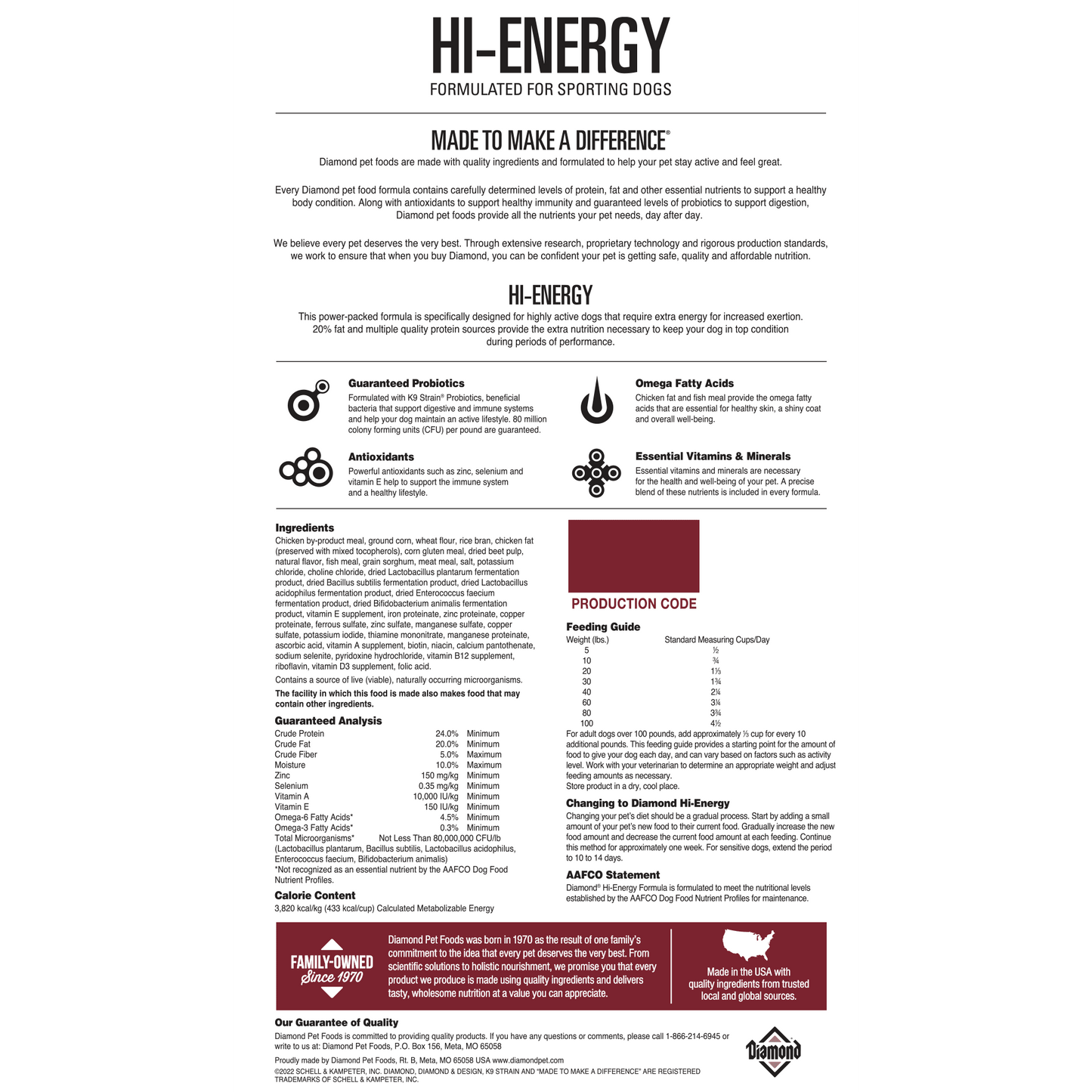 Diamond Dog Food- Hi-Energy