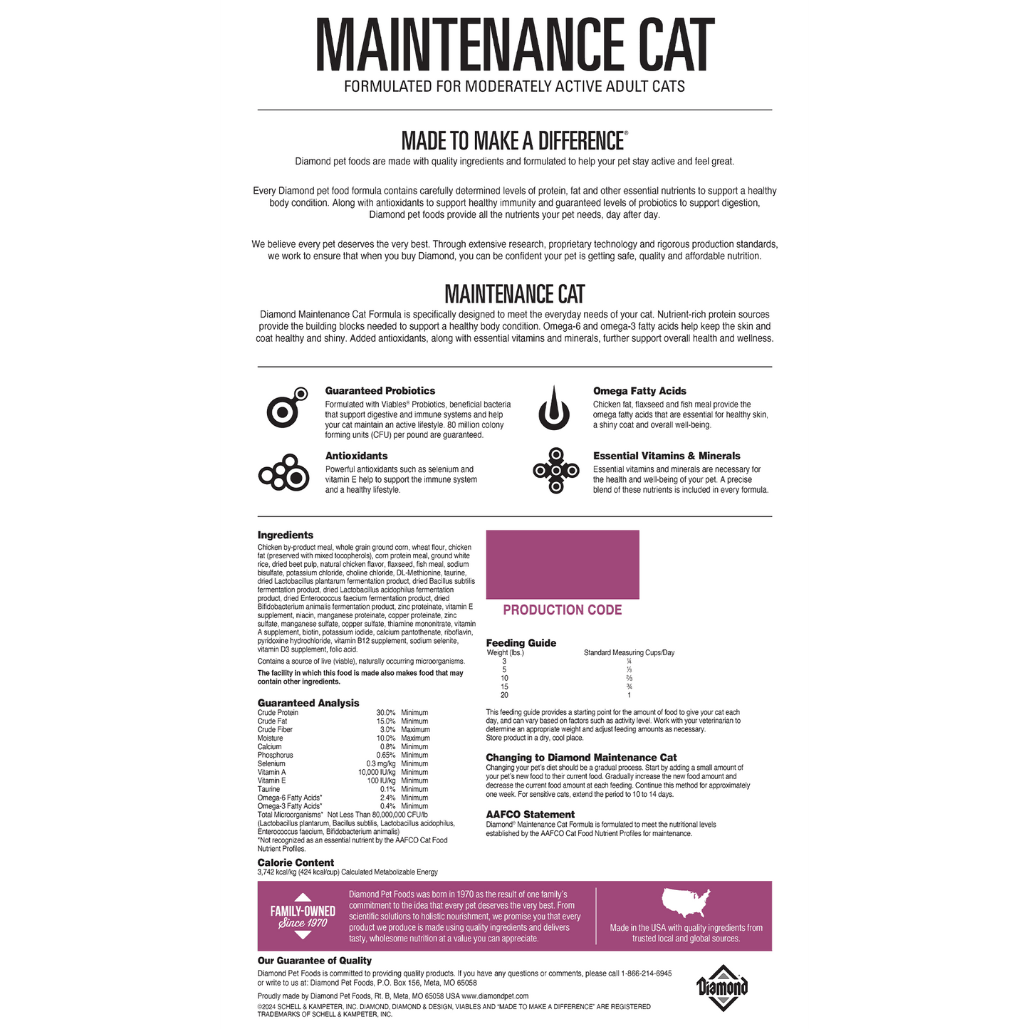 Diamond Cat Food- Maintenance