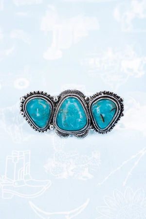 DEVONPORT TURQUOISE SILVERTONE RING