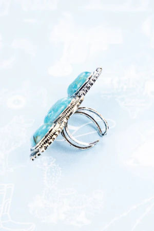 DEVONPORT TURQUOISE SILVERTONE RING