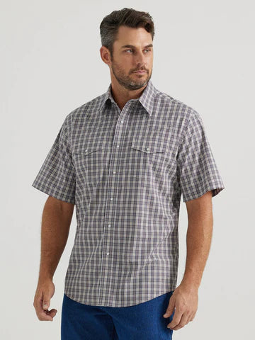 Wrangler Mens Wrinkle Resistant Short Sleeve - BROWN PLAID