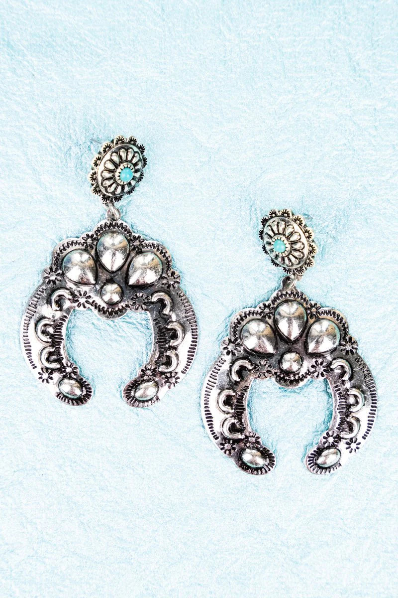 BURNISHED SILVERTONE TURQUOISE ALLEGRA EARRINGS