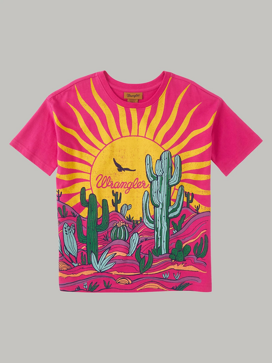 Open Full Size Image Wrangler Wrangler®  Short-Sleeve PINK Cactus Graphic Oversized T-Shirt